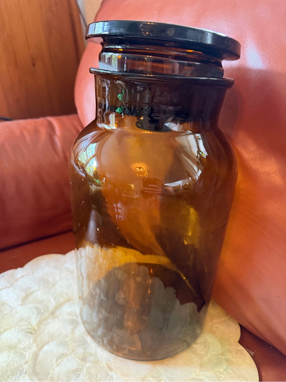 Vintage 13” Handblown Amber Glass Apothecary Jar - Unique Home Accents - Picture 8 of 11